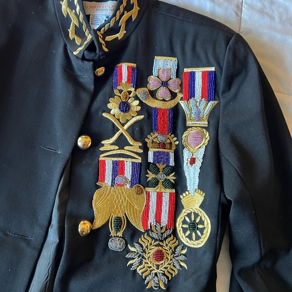Vintage Adam Douglass Blazer Womens Jacket Embellished Military Patriotic Wool 8 - Picture 8 of 10